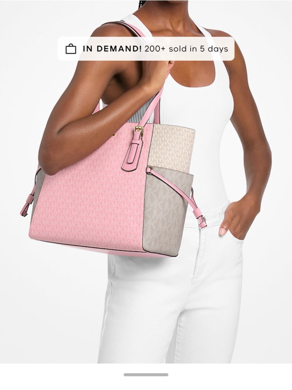 Michael Kors Pink Gradient Signature Shoulder Tote with Wristlet - Picture 10 of 11